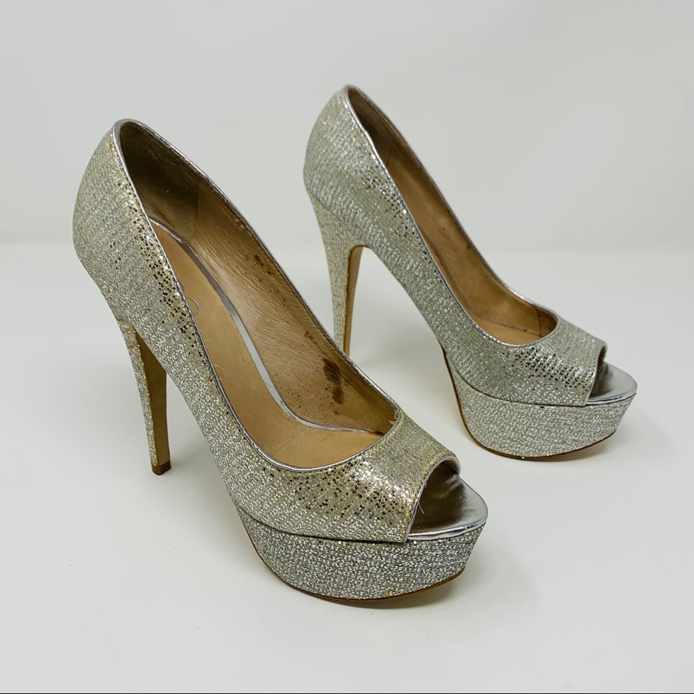 Aldo Peep Toe Glitter Platform Heels